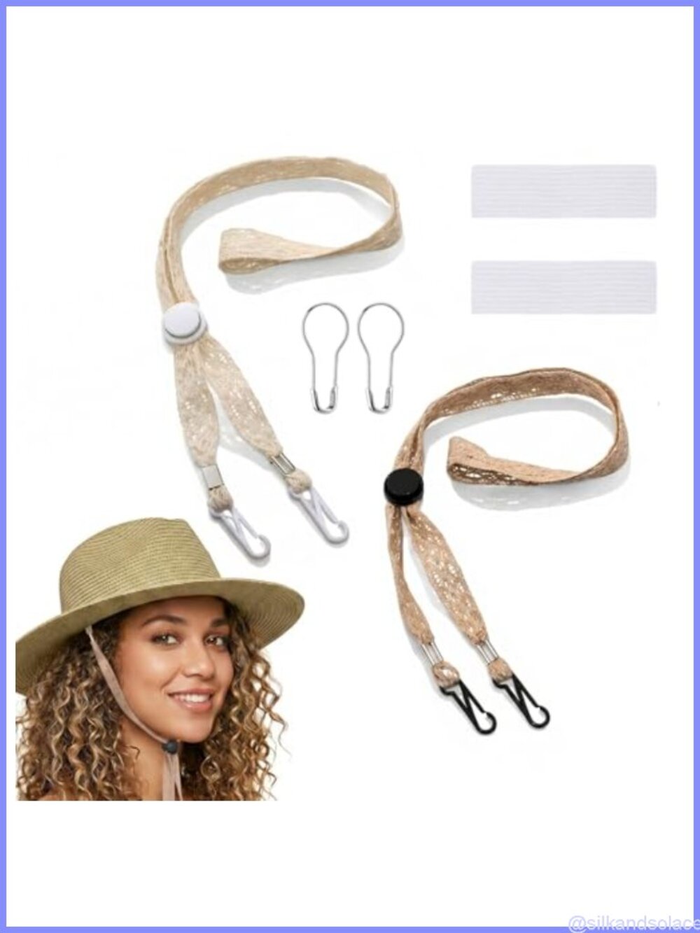 2PCS Adjustable Hat Strap Clips Chin Cord Terylene Lace Windproof Replacement